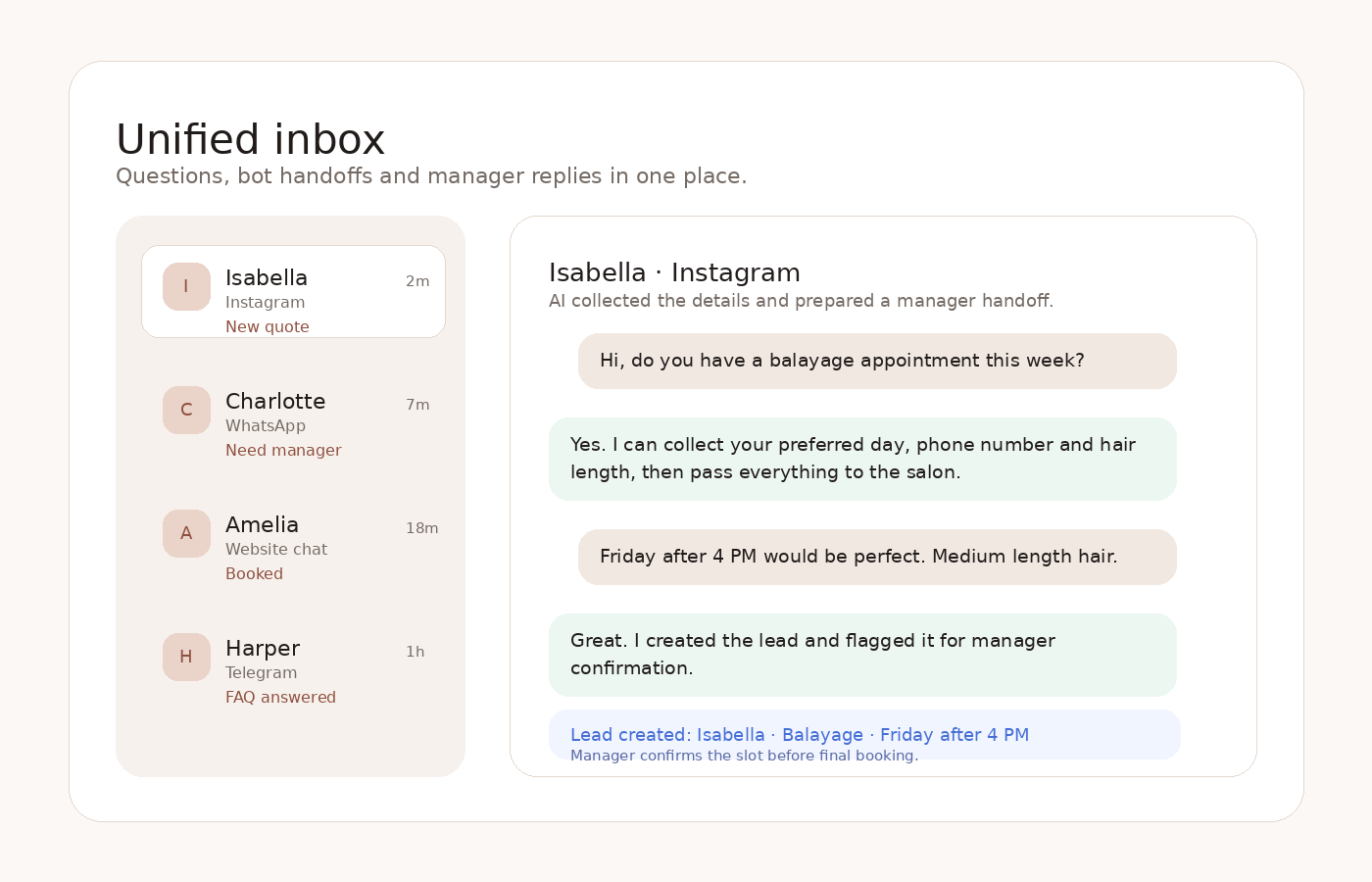 Unified inbox dashboard